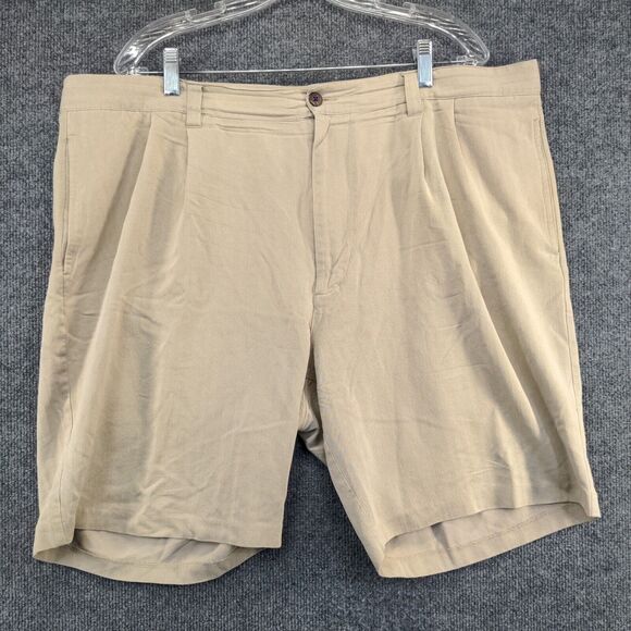 Jamaica Jaxx Mens Silk Chino Shorts Tan Size 40 Slash Pockets - Picture 2 of 13